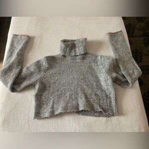Cropped Grey Turtle Neck Sweater